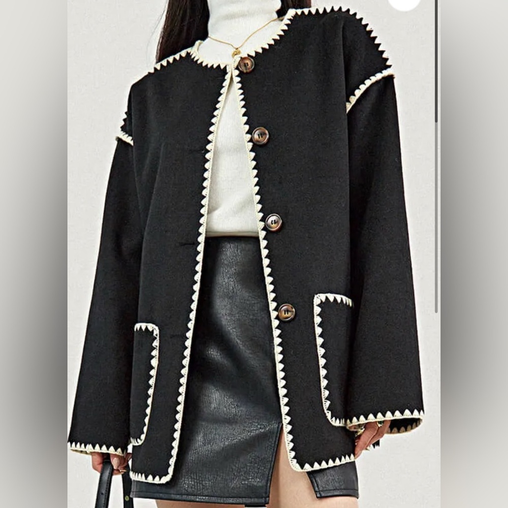 J.ING Black Jacket with Cream Detailing